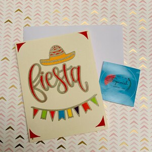 Fiesta / Party - Cartes amusantes, Dites-le en espagnol, invitation / invitation colorée, invitation