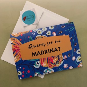 Quieres ser mi madrina? - Will you be our Godmother? - Spanish greeting card , Custom Made, Blank inside, baptisms, tradition