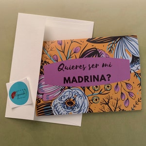 Quieres ser mi madrina? - Will you be our Godmother? - Spanish greeting card , Custom Made, Blank inside, baptisms, tradition
