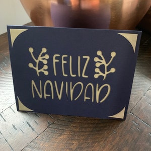 Feliz Navidad / Merry Christmas - Carte de voeux espagnole - Custom Made - 4.25" x 5.5" avec enveloppe, Blank Inside, Holiday card