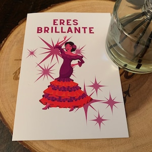 Eres Brillante! / You are Brilliant! - Spanish greeting card - Custom Made - 5x7" , Blank , for friends, encouraging