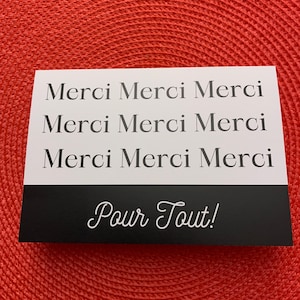 Merci / Thank you - Französische Grußkarte - Custom Made - 13x18 cm mit Umschlag, innen blanko, für Freund, Dankeschön