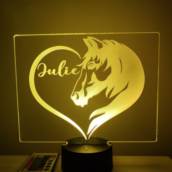 Lampe cheval et cœur personnalisable