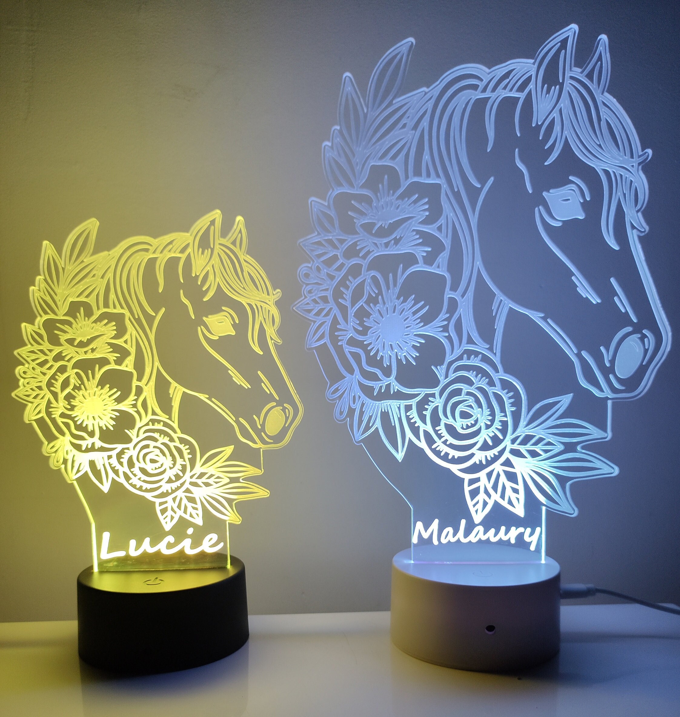 Customizable Horse and Flower Lamp Etsy