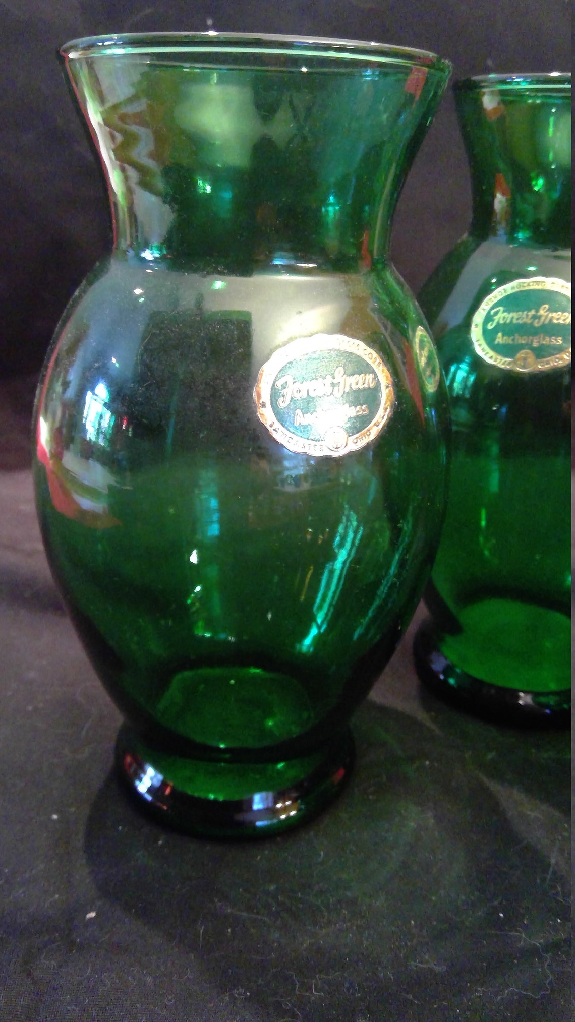 Fenton Emerald Green Wide Mouth Vase Set of 3 Etsy