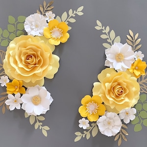 Set di fiori di carta gialli a forma di margherita, decorazione da parete con fiori di carta per la cameretta dei bambini, fiori per la cameretta delle bambine, fiori di carta, fiori di carta per la cameretta dei bambini