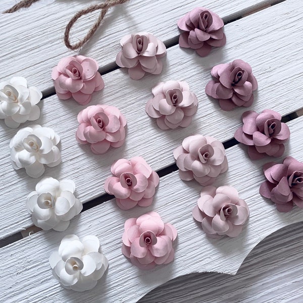 Small Paper Roses, Mauve Blush roses, centrepieces, dessert table decor, baby shower decor, 1st birthday party decor, Paper Flowers, Baby