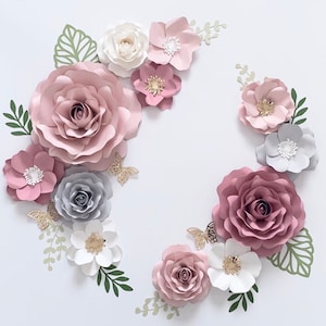 Mauve Blush Paper Flower Set: Nursery Wall Decor