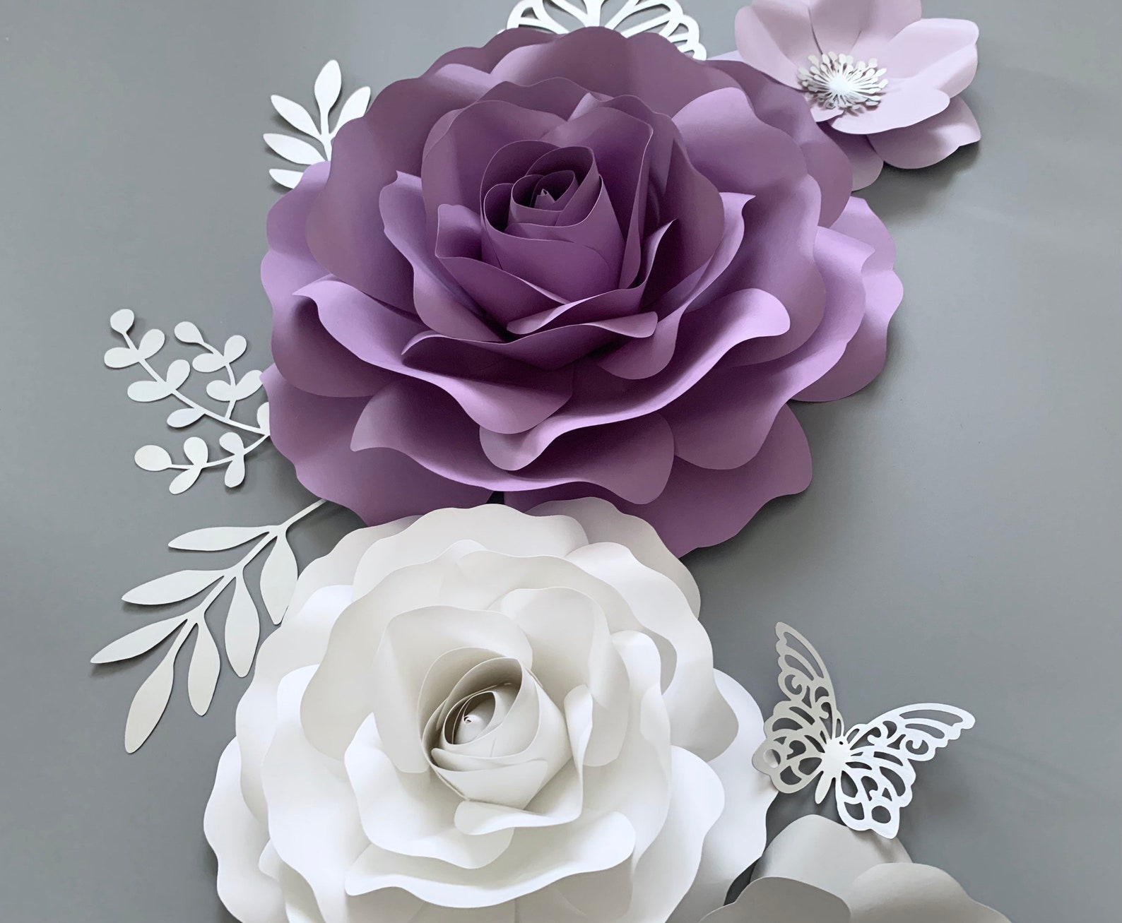 Lavender/lilac Paper Flower Set Nursery Paper Flower Wall Etsy