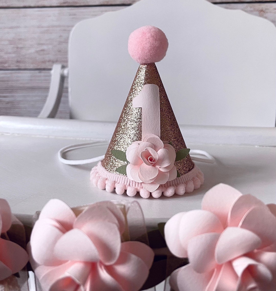 Baby Party Hat, Floral Birthday Party Hat, First Birthday Hat, First