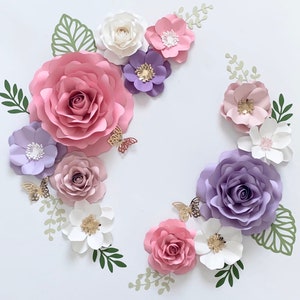 Set di fiori di carta, decorazioni da parete con fiori di carta per la cameretta dei bambini, fiori per la cameretta delle bambine, fiori di carta, fiori di carta per la cameretta dei bambini