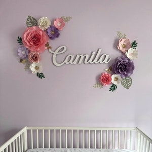 Paper Flower Set, Nursery Paper Flower Wall Decor, Baby Girl Nursery Flowers, Paper Flowers, Nursery Paper Flowers image 4