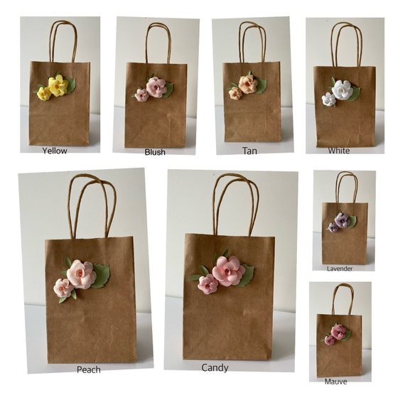 TaoBary 24-Pack Floral Gift Bags - Kraft Paper Goodie Bags With Handles For Party Favors