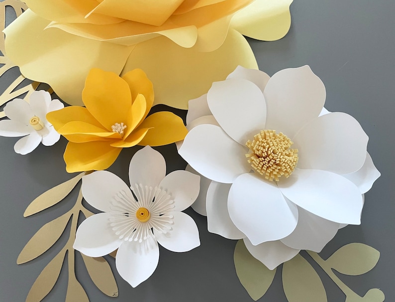 Daisy Yellow Paper Flower Set Rose Nursery Paper Flower Wall Etsy