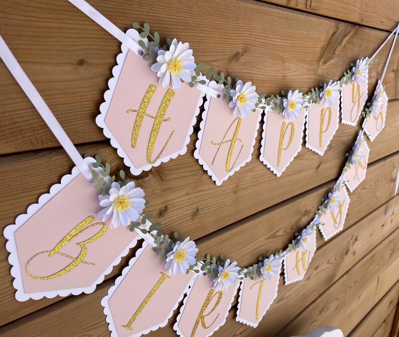 Daisy Happy Birthday Banner 1st Birthday Banner Floral Etsy