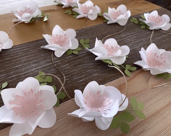 Cherry Blossom Garland, Paper Flower Garland, Nursery Floral Garland, Wedding Garland, Baby Shower Garland, Table Garland