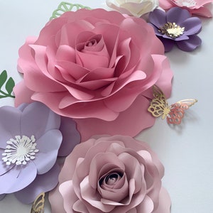 Paper Flower Set, Nursery Paper Flower Wall Decor, Baby Girl Nursery Flowers, Paper Flowers, Nursery Paper Flowers image 2