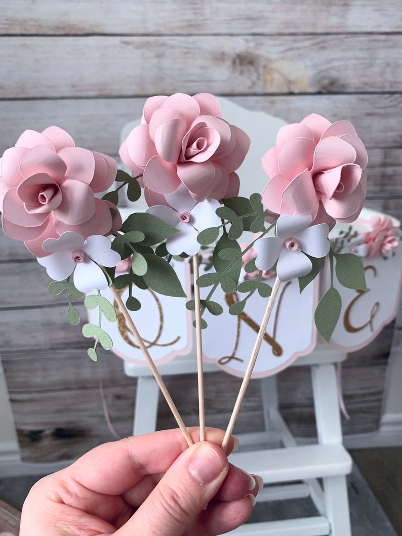 Cake topper Baby Girl Banner ONE Banner 1st Birthday High Chair Banner Floral Banner Photo Shoot Birthday Banner