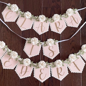 Rosen Alles Gute zum Geburtstagbanner, Benutzerdefinierte Blumenbanner, 1. Geburtstagsbanner, Blumengeburtstagsbanner, ONE Banner, Babyparty-personalisiertes Banner