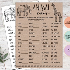 Chicken Name The Baby Animals Game Baby Shower Games Etsy