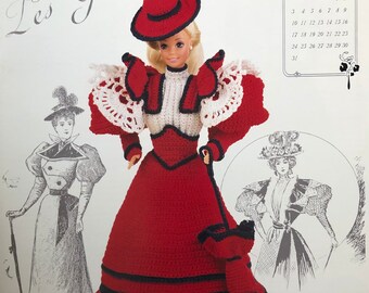 Annie's Attic Häkelkalender Bettpuppe Fräulein Juli 1994 Gibson Girl Barbie Kleid Originalanleitung