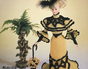 Annie's Attic Häkelkalender Bett Puppe Kleid Fräulein Januar 1996 Edwardian Barbie Kleid Originalanleitung