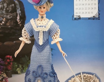 Annie's Attic Häkelkalender Bett Puppe Kleid Miss May 1996 Edwardian Barbie Kleid Originale Häkelanleitung