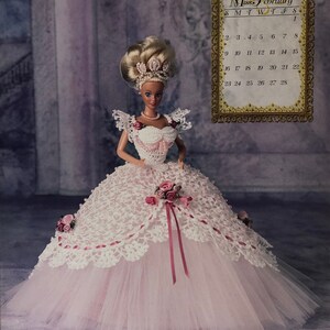Annie's Attic Potter Crochet Bed Doll Pattern February 1997 Master Crochet The Royal Ballgowns Collector Barbie Doll Dress Original pattern