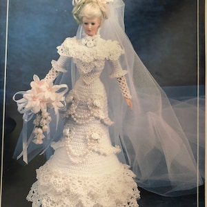 Annie's Attic Crochet Calendar Bed Doll Pattern Bride Gown 1996 Edwardian Barbie Doll dress Original pattern