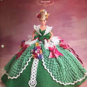Annie's Attic Potter Crochet Bett-Puppen-Muster herrliche Kleider “Susannah” Belle of the Ball Barbie-Puppen-Kleid Originalanleitung