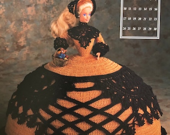 Annie's Attic Crochet Bett-Puppen-Muster November 1991 Antebellum Südschöne Belle Barbie-Puppenkleid Originalanleitung