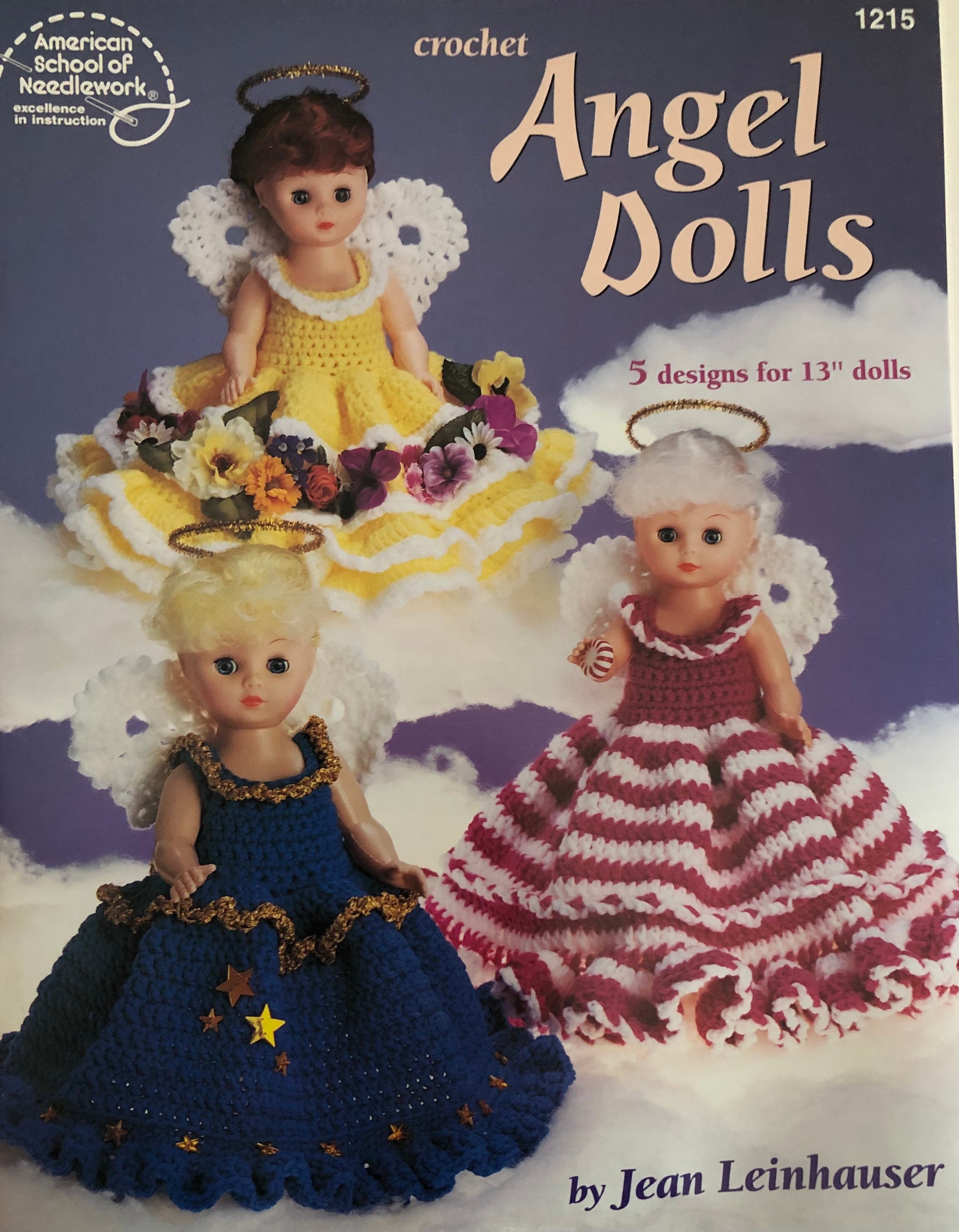 American School of Needlework Crochet Doll Pattern Angel Dolls 5 Designs 13\u201d doll Original pattern