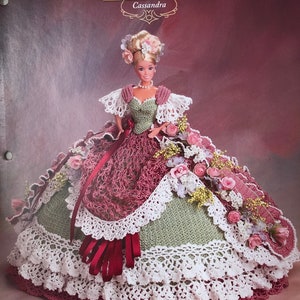 Annie's Attic Potter Crochet Bed Doll Pattern Glorious Gowns “Cassandra” Belle of the Ball Barbie Doll Dress Original pattern