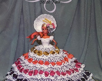 Annie's Attic Potter Crochet Bett Puppenmuster State Fair Bänder und Spitzen Kollektion 2003 Barbie-Puppenkleid Originalmuster