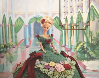 Annie's Attic Crochet Bed Doll Muster Januar 1992 Cotillion Südliche Belle Barbie Kleid Originalanleitung
