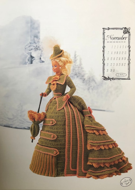 Annie's Attic Crochet Calendar Bed Doll Pattern November 1993 Victorian  Barbie Doll Dress Original Pattern - Etsy