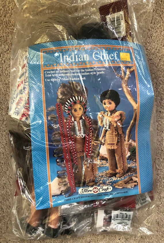 Fibre Craft Indian Chief 16 Male Doll Kit Crochet Fashion Etsy