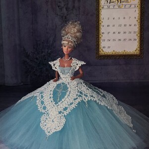 Annie's Attic Potter Crochet Bed Doll Pattern March 1997 Master Crochet The Royal Ballgowns Collection Barbie Doll Dress Original pattern