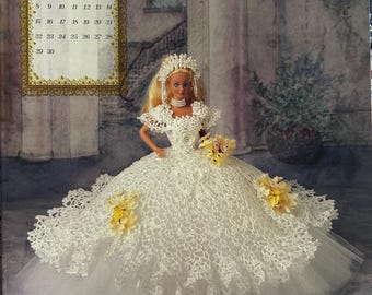 Annie's Attic Potter Häkelbett-Puppenmuster Juni 1997 Master Crochet Die Royal Ballgowns Kollektion Barbie-Puppenkleid Originalmuster