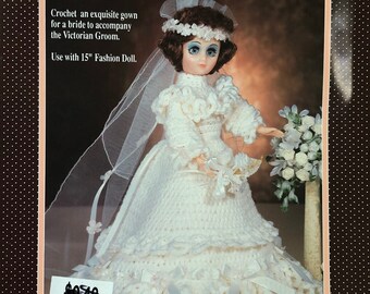 Fibre Craft Victorian Braut 15 ”Puppe Häkelpuppe Modepuppe Originalmuster