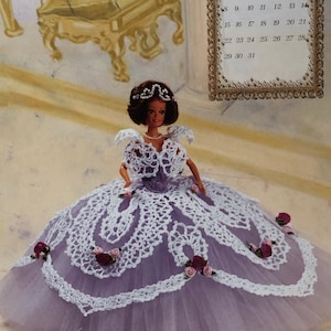 Annie's Attic Potter Häkelbett-Puppenmuster März 1998 Meisterhäkel-Hochzeitsballkleider-Kollektion Barbie-Puppenkleid Originalmuster