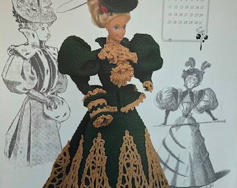 Annie's Attic Häkelkalender Bettpuppen Anleitung Fräulein Dezember 1994 Gibson Girl Barbie Kleid Originalmuster