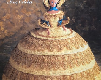 Annie's Attic Crochet Bed Doll Muster Oktober 1991 Antebellum Südliche Belle Barbie Kleid Originalanleitung