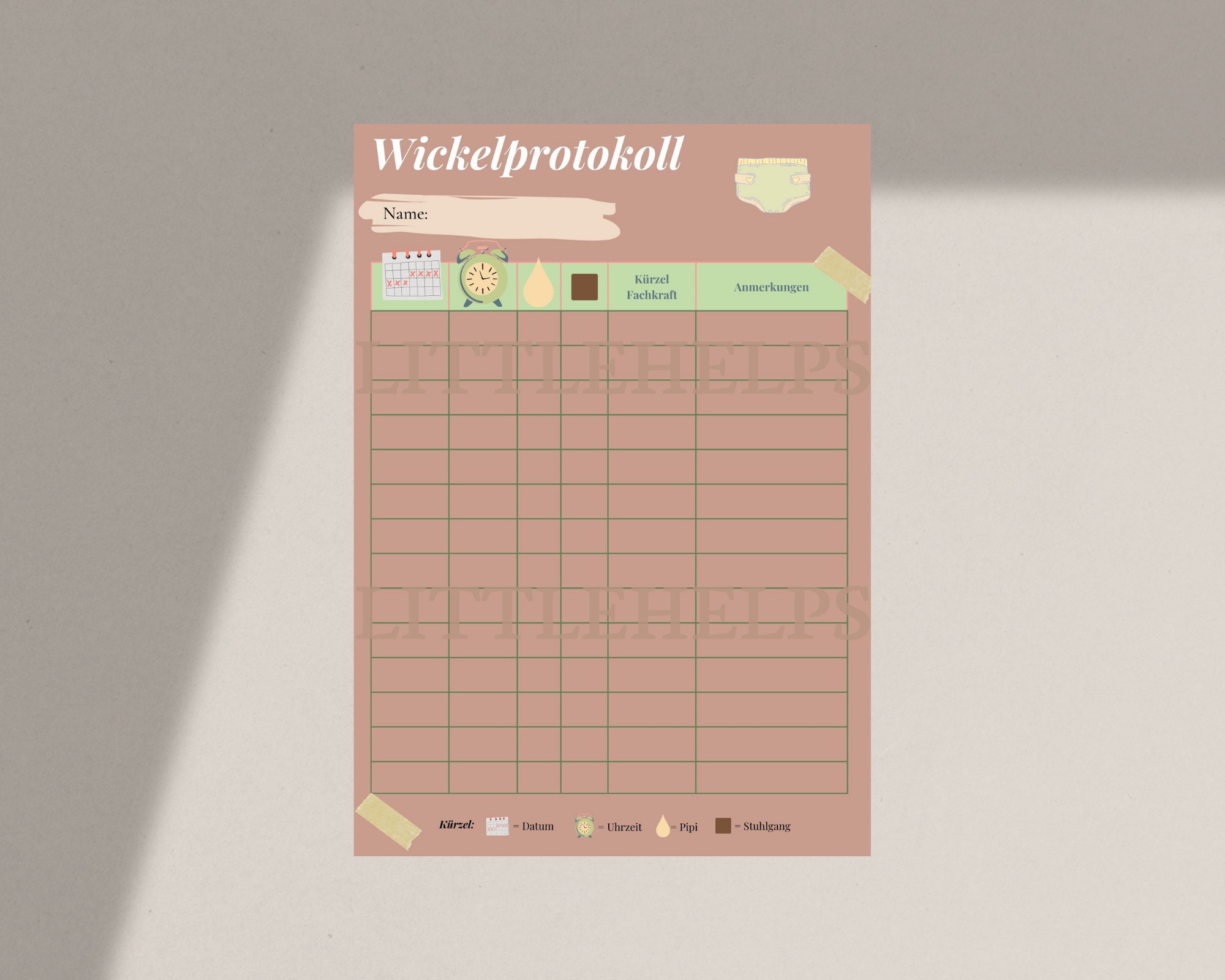 Vorlage Wickelprotokoll für Kita Kindergarten & - Etsy.de