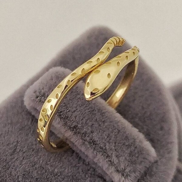 14k Solid Gold Snake Ring, Open Gold Snake Ring, 14k Solid Gold Serpent Ring, Rings