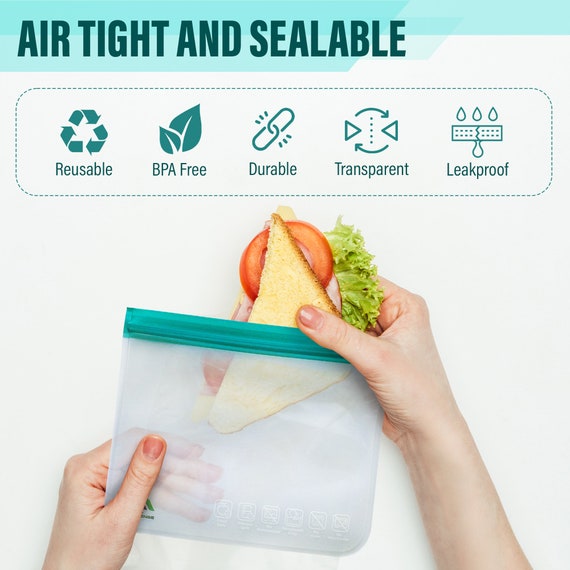 Refillable Silicone Food Storage Bags 4 Pack Airtight BPA Free Snack Bags -  NEW
