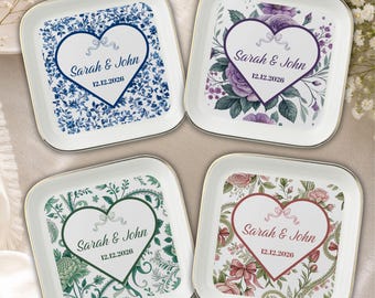 Engagement Ring Dish Personalized Chinoiserie Jewelry Holder Bride Gift Tray Custom Trinket Dish Engaged Ring Dish Wedding Ring Dish
