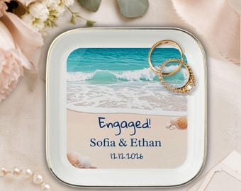 Engagement Ring Dish Personalized Ocean Weave Jewelry Holder Bride Gift Keepsake Trinket Tray Wedding Gift Bridal Shower, Gift For Bride