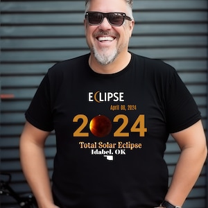 Solar Eclipse 2024 Idabel, OK 2024 Total Solar Eclipse T-Shirt, Unisex Eclipse Tee, 04.08.2024 Astronomy Event, Celestial Phenomenon Shirt