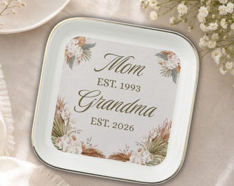 Personalized Mom Est Ring Dish Ceramic Jewelry Tray Grandma Gift Idea Promoted Nana Memento Keepsake Holder Trinket Decorative Dresser